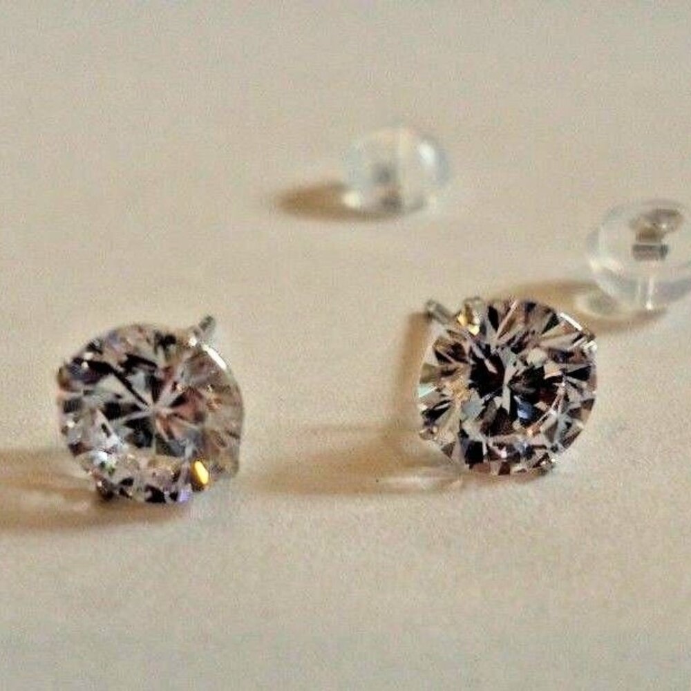 1 CARATS ROUND SIMULATED DIAMOND STUD EARRINGS 14K SOLID WHITE GOLD